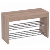 Cumpara ieftin Bancuta cu polite incaltaminte stejar sonoma crom Lusia 80x30x47 cm