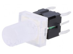 Comutator tastatură SPST-NO 0,05A/12VDC cu LED THT 1,56N