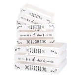 Set 3 cutii depozitare lemn negru alb 30 x 20 x 16 cm, 35 x 25 x 18 cm, 40 x 30 x 20 cm