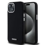 Husa iPhone 15 Plus DKNY Hardcase Liquid Silicone Small Metal Logo MagSafe, negru, DKHMP15MSMCHLK