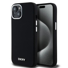 Husa iPhone 15 Plus DKNY Hardcase Liquid Silicone Small Metal Logo MagSafe, negru, DKHMP15MSMCHLK foto