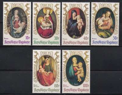 Togo 1971 - Crăciun - Tablouri &amp;quot;Madona și Copil&amp;quot;, Serie + PA, MNH foto
