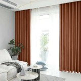 Set draperie din catifea blackout cu rejansa transparenta cu ate pentru galerie, Madison, 150x270 cm, densitate 700 g/ml, Sepia, 2 buc