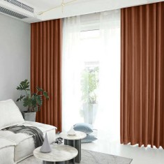 Draperie din catifea blackout cu rejansa transparenta cu ate pentru galerie, Madison, 150x245 cm, densitate 700 g/ml, Sepia, 1 buc