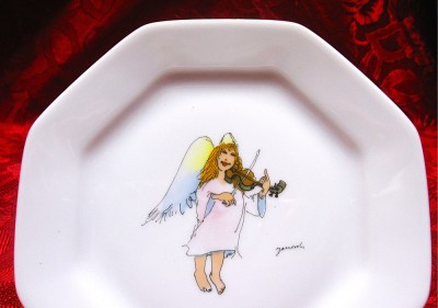 FARFURIE PLATOU CU PICIOR PORTELAN SEMNAT JANOSCH DECOR INGER 19 CM foto