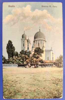 Braila - Biserica Sf. Petru - aprox. 1926 - printata, circulata, timbre foto