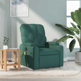 VidaXL Fotoliu de masaj rabatabil, verde &icirc;nchis, material textil