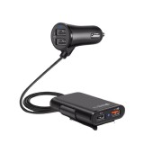 Incarcator auto TarTek Dual USB, 2x 2.4A, 2X3.1A, 1x Quick Charge 3.0, 1.7m, Black