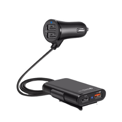 Incarcator auto TarTek Dual USB, 2x 2.4A, 2X3.1A, 1x Quick Charge 3.0, 1.7m, Black foto