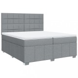 Cumpara ieftin Pat box spring cu saltea, gri deschis, 200x200 cm, textil