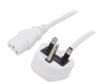 Cablu Alimentare 1m Alb 3x0,75mm2 BS 1363 la IEC C13 3A