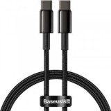 Cablu alimentare si date Baseus Tungsten Gold, Fast Charging Data Cable pt. smartphone, USB Type-C la USB Type-C 100W, braided, 2m, negru