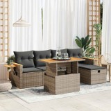 VidaXL Set mobilier grădină cu perne, 6 piese, gri, poliratan