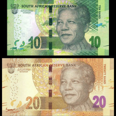AFRICA DE SUD █ bancnota █ 10+20 Rand █ 2015 █ P-138b-139b █ UNC