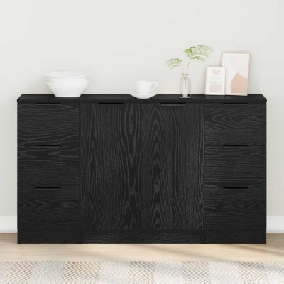 vidaXL Bufet 3 pcs Stejar negru 121 x 30 x 70 cm Lemn compozit foto