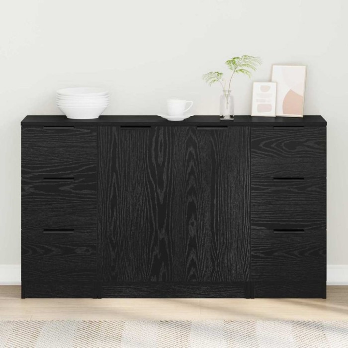 vidaXL Bufet 3 pcs Stejar negru 121 x 30 x 70 cm Lemn compozit