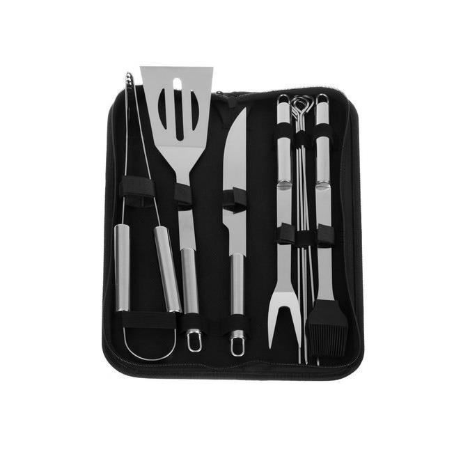 Ustensile pentru barbecue, grill, gratar, inox, geanta transport, set 9 piese, 35 cm, Kaminer&nbsp;