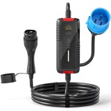 HOMCOM &Icirc;ncărcător Mașină Electrică Type 2, 7kW, 6-32A, 8m, Priză CEE, Adaptor European, Ecran LCD, IP65, 21x8,5x5cm, Negru | Aosom Romania