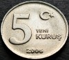 Moneda 5 KURUS - TURCIA, anul 2006 *cod 2791 B = UNC, Europa