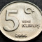 Moneda 5 KURUS - TURCIA, anul 2006 *cod 2791 A = UNC