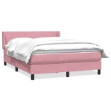 Cumpara ieftin Pat box spring cu saltea, roz, 160x210 cm, catifea
