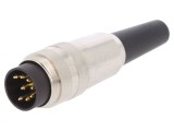 Conector M16 mufă tată lipire pe cablu PIN 8 5A 60V drept