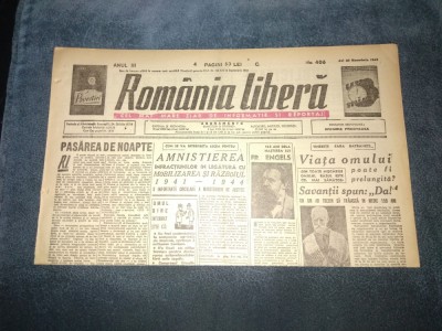 ZIAR ROMANIA LIBERA 29 NOIEMBRIE 1945 foto