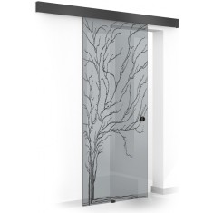 Usa glisanta Boss &reg; Black, model Tree negru, 60x215 cm, sticla 8 mm gri securizata, culisanta in ambele directii