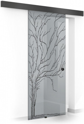 Usa glisanta Boss &amp;reg; Black, model Tree negru, 90x215 cm, sticla 8 mm gri securizata, culisanta in ambele directii foto