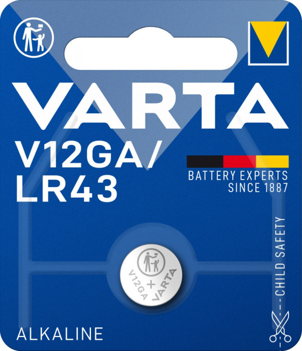 Baterie buton alcalina, 1.5V, 80mAh, V12GA Varta