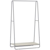 HOMCOM Cuier 3-&icirc;n-1 cu raft pentru &icirc;ncălțăminte, bare superioare și laterale, structură metalică, natural și gri | Aosom Romania