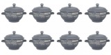 Set boluri supa, 8 piese, 650 ml, Ceramica, Gri bej