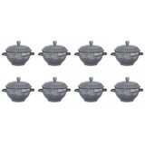 Set boluri supa, 8 piese, 650 ml, Ceramica, Gri bej