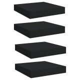 Cumpara ieftin Rafturi de perete suspendate, 4 buc., negru, 23x23,5x3,8 cm MDF