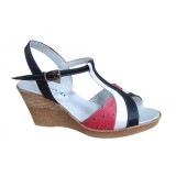 Oferta Sandale dama din piele naturala, cu platforme de 7 cm - LS61NAR Marimea 35