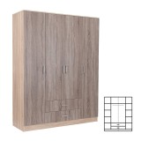 Dulap Dormitor Miami 160x205 cm Stejar York/Sonoma | Sifonier Haine, 2 Usi, Rafturi, Sertare, Lemn