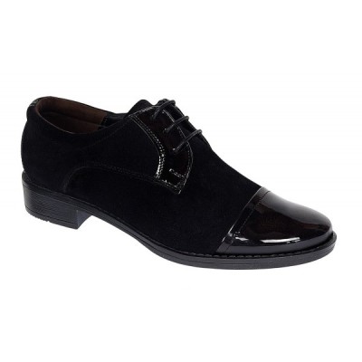 Pantofi dama casual din piele naturala intoarsa neagra - Model Ana foto