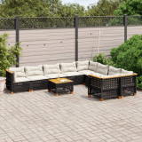 Set canapele de gradina cu perne, 10 piese, negru, poliratan GartenMobel Dekor, vidaXL