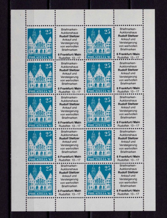 ✅(V 19) Germania &#039;81,bloc/viniete oficiale Expo.Fila. Frankfurt,Aliati 1948,MNH