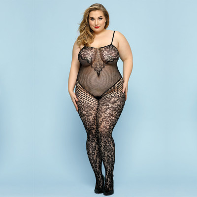 Bodystocking Roxy Crotchless Negru XL-XXL foto