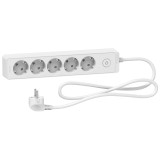 Prelungitor 5x2P+E +intrerupator cablu 1,5m alb Schneider ST9451W