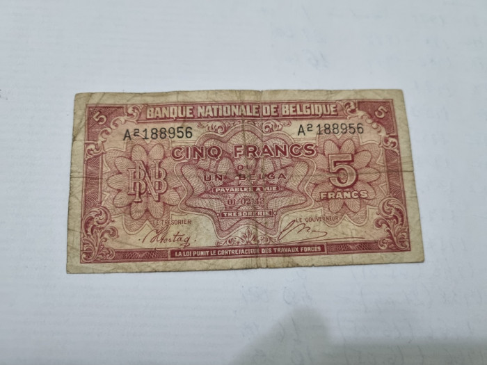 bancnote belgia 5 si 10 fr 1943