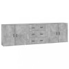 Servante, 3 piese, gri beton, lemn prelucrat