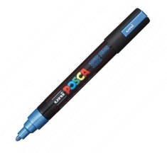 Marker UNI PC-5M Posca 1,8-2,5 mm albastru metalizat foto