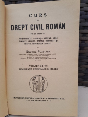 CURS DE DREPT CIVIL ROMAN - GEORGE PLASTARA VOL.VII foto