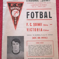 Program meci fotbal FC "SOIMII" SIBIU - "VICTORIA" CALAN (05.10.1975)