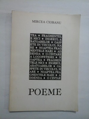 MIRCEA CIOBANU - POEME - (dedicatia autorului) foto