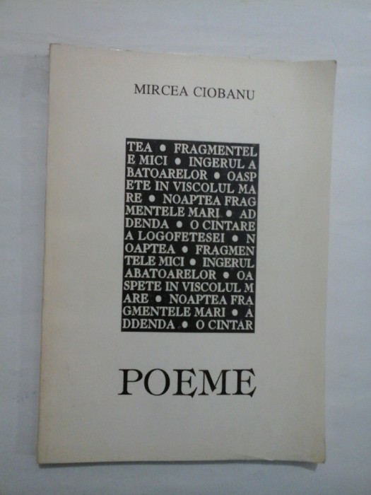 MIRCEA CIOBANU - POEME - (dedicatia autorului)