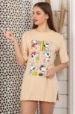 K809-15 Tricou lung cu imprimeu SNOOPY si crapaturi laterale