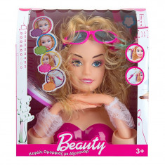 Cap papusa Barbie Beauty pentru coafat, ochelari inclusi, 3 ani+ foto